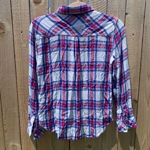 RAILS | Azure Scarlet Shimmer Hunter Pink Blue Plaid Button Down Flannel - Picture 5 of 8